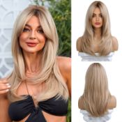 RRP £23.99 Esmee Long Straight Blonde Wigs for Women Layered Synthetic
