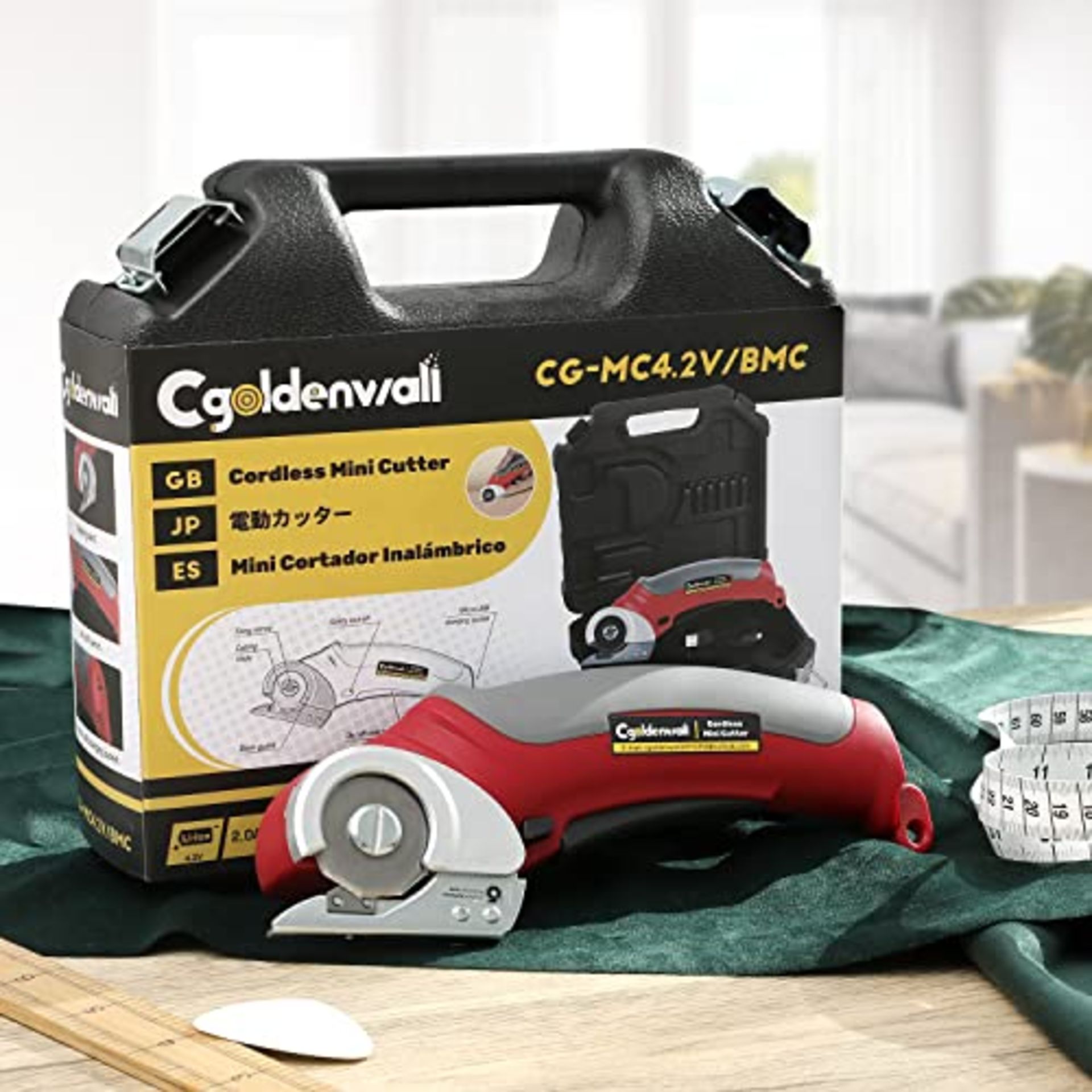 RRP £53.91 CGOLDENWALL Rotary Fabric Cutter Mini Cordless Electric Cloth Cutter