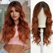 RRP £25.17 Esmee Long Wavy Ombre Ginger Auburn Wigs for Women