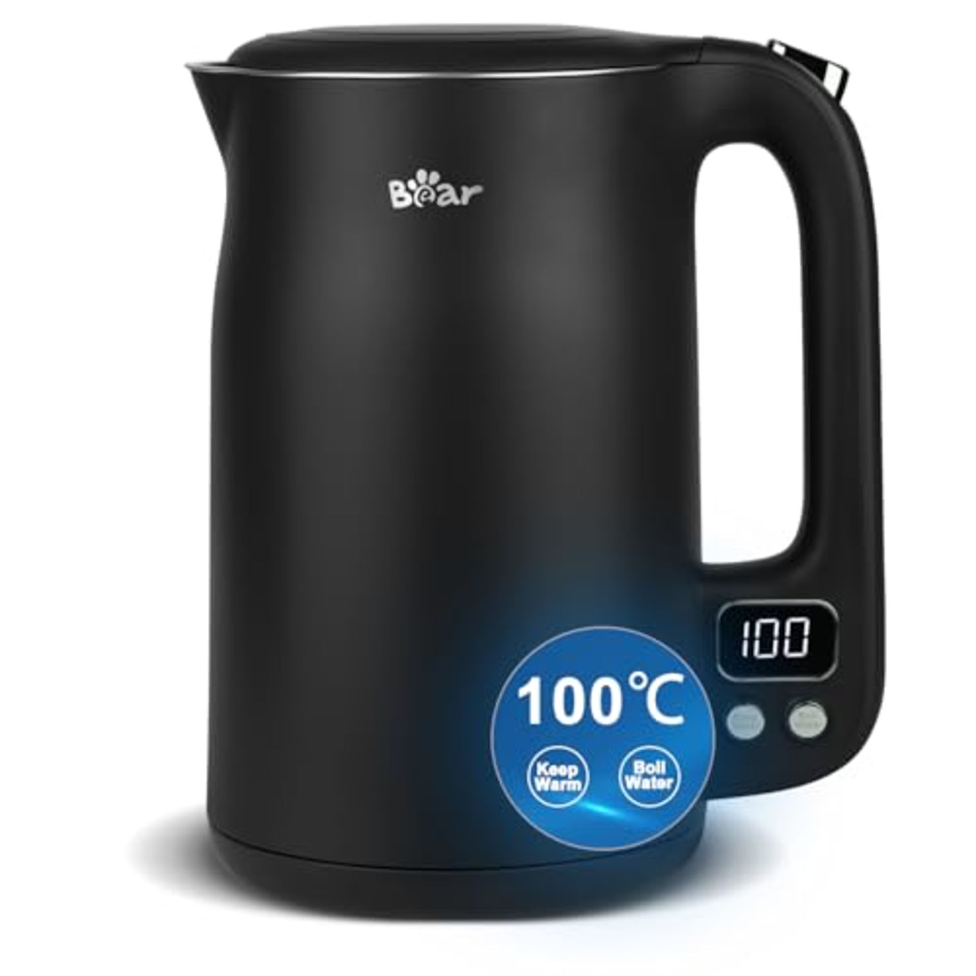 RRP £52.50 Bear 1.7L Temperature Cntrol Black Kettle LED Display