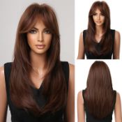 RRP £24.88 Esmee Long Straight Brown Wigs for Women Synthetic