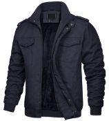 RRP £62.77 KEFITEVD Men's Fleeced Cargo Jacket Multi Pocket Outerwear