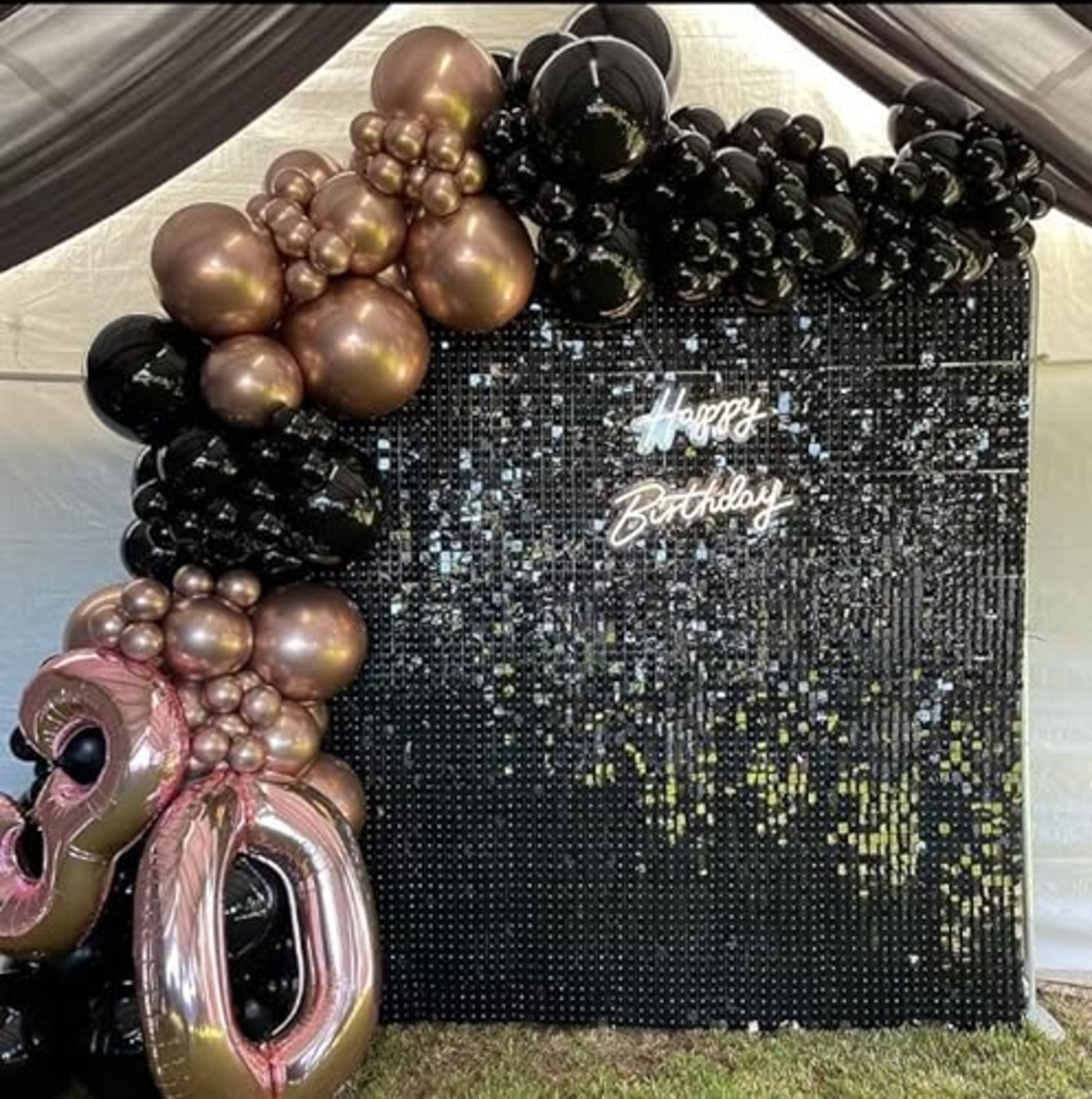 RRP £131.36 Black Shimmer Wall Backdrop Panel - Birthday