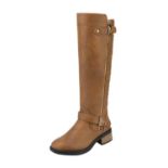 RRP £36.52 DREAM PAIRS Women's Utah-w Camel Low Stacked Heel Knee