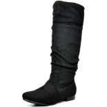 RRP £41.09 DREAM PAIRS Women's BLVD Black Knee High Pull On Fall