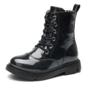 RRP £36.84 PPXID Boy's Girl's Waterproof Lace-up Side Zipper Mid Calf Boots Black 3 UK