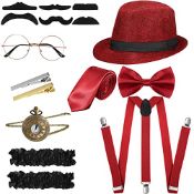 RRP £21.73 1920s Men Costume Accessories Set Roaring Retro Gangster Costume