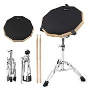 RRP £58.21 Kmise Drum Practice Pad Kit With Snare Drum Stand And