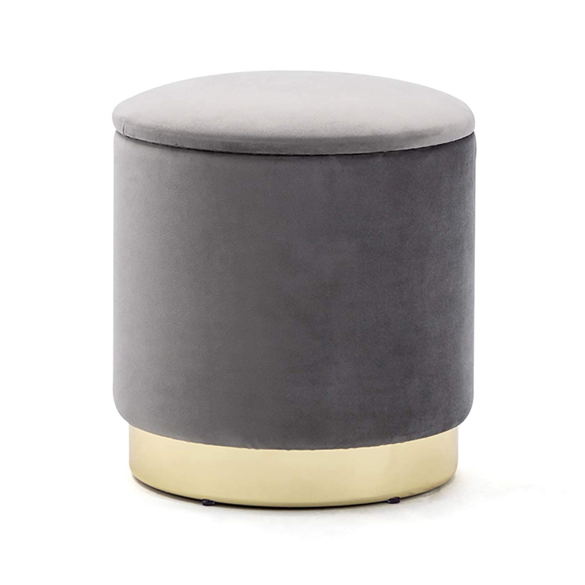 RRP £62.77 HNNHOME 37cm Round Velvet Ottoman Storage Box with Lid