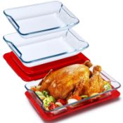 RRP £39.88 Glass Baking Dish for Oven, Glass Oven Dish Rectangular (set- 1.6+2.5+3.8L)