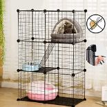 RRP £73.05 ybaymy 3 Tier Indoor Cat Cage Large DIY Cat Enclosure