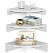 RRP £31.95 Alsonerbay Corner Shelf White Floating Shelves Wood