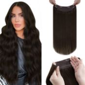 RRP £62.90 LaaVoo Invisible Secret Wire Hair Extensions Darkest