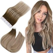 RRP £87.70 Easyouth Tape in Hair Extensions Brown to Blonde Balayage
