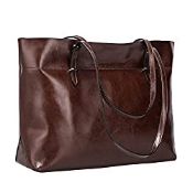 RRP £52.50 S-Zone Women's Vintage Genuine Leather Tote Shoulder Bag Handbag