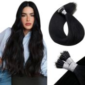 RRP £38.22 LaaVoo Nano Ring Hair Extensions Real Human Hair Black