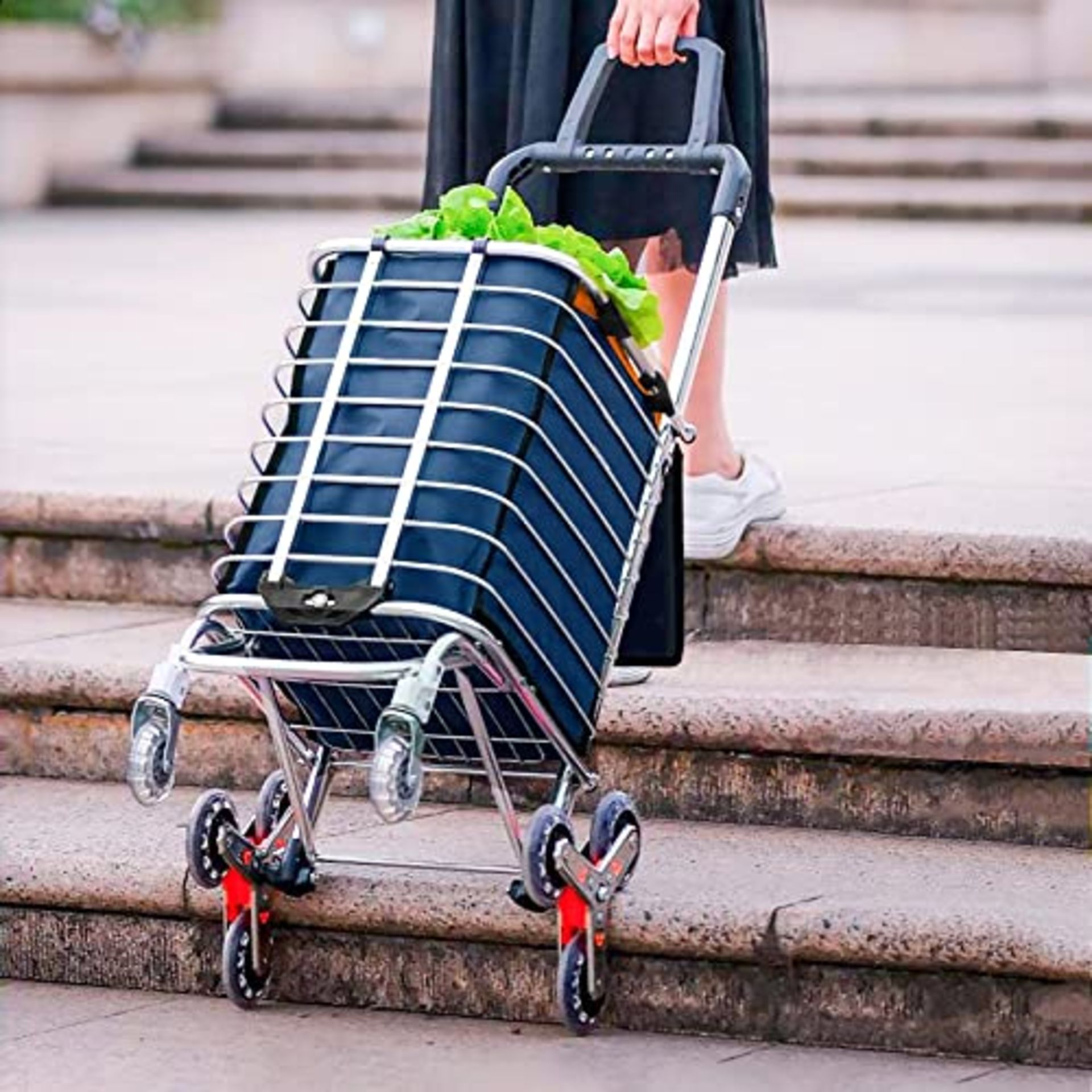 RRP £55.92 Shopping Trolley 8-Wheel Stair Climbing Utility Push