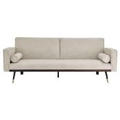 RRP £219.95 Bravich Jenna Three Seater Sofa Bed - Cream. Suede Fabric Low Folding Bed