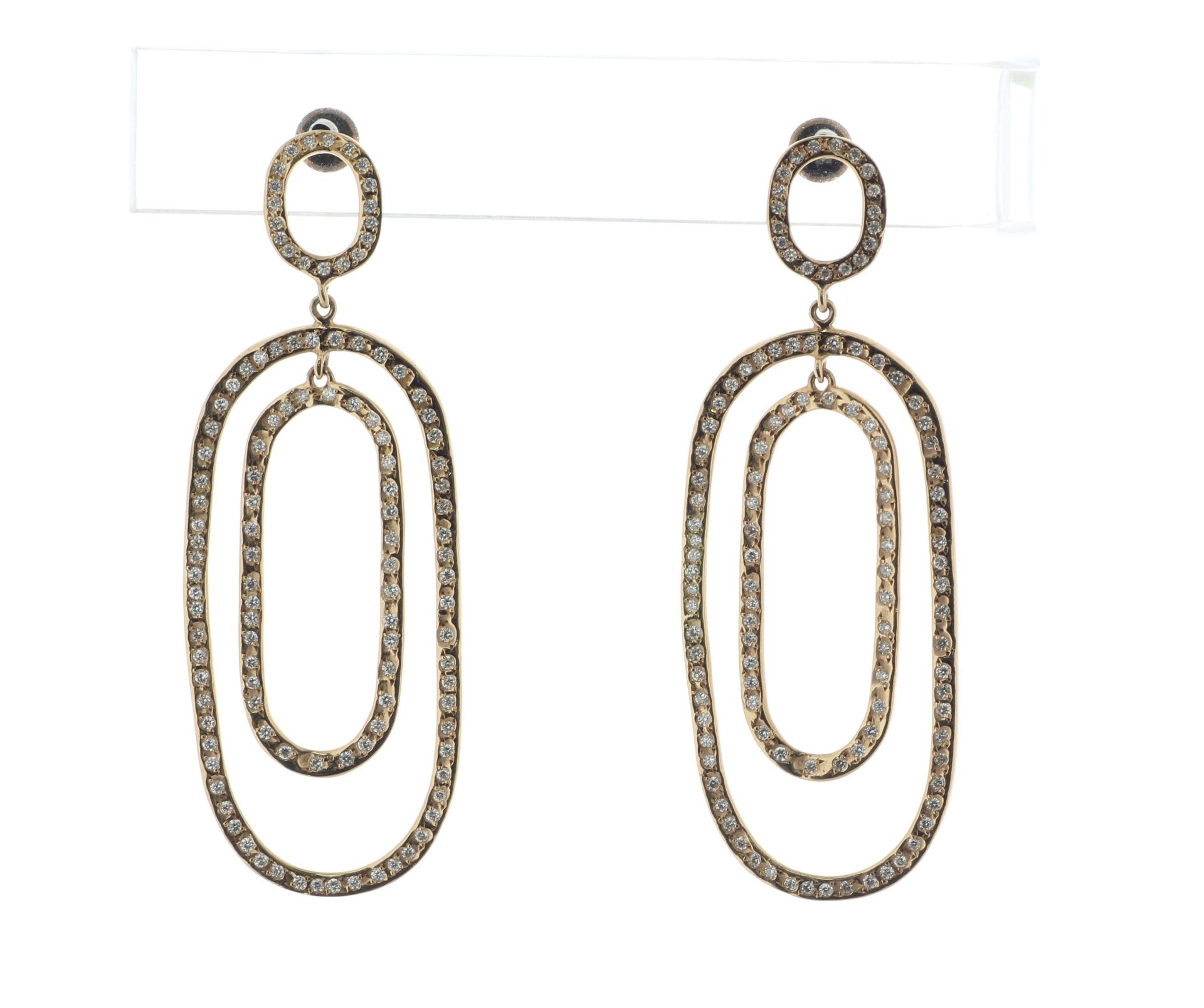 18ct Rose Gold Diamond Drop Earrings 2.32 Carats - Valued By AGI £5,995.00 - Stunning 18ct rose gold