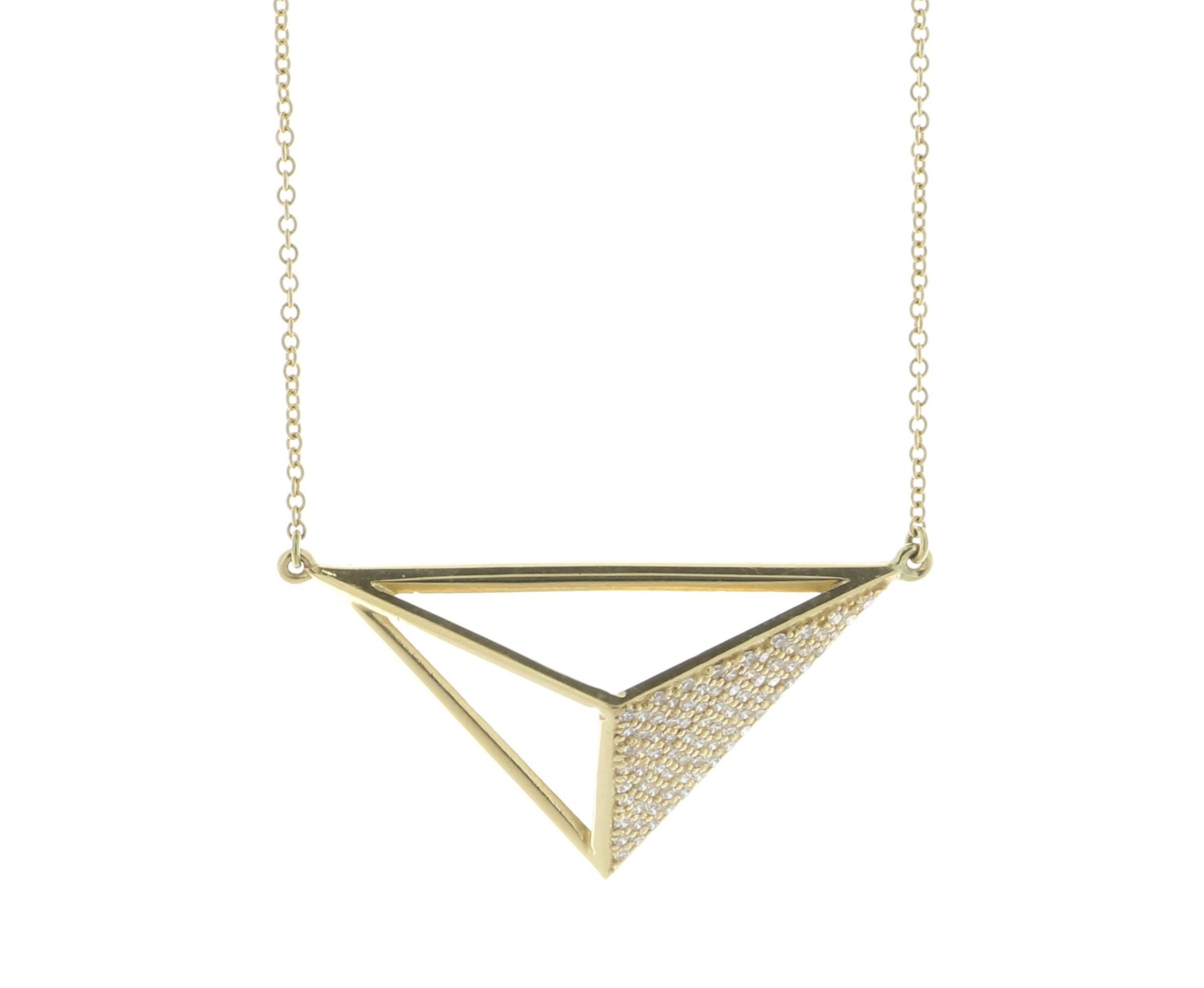 18ct Yellow Gold Geometric Triangle Diamond Pendant and Chain 0.35 Carats - Valued By AGI £4,250.