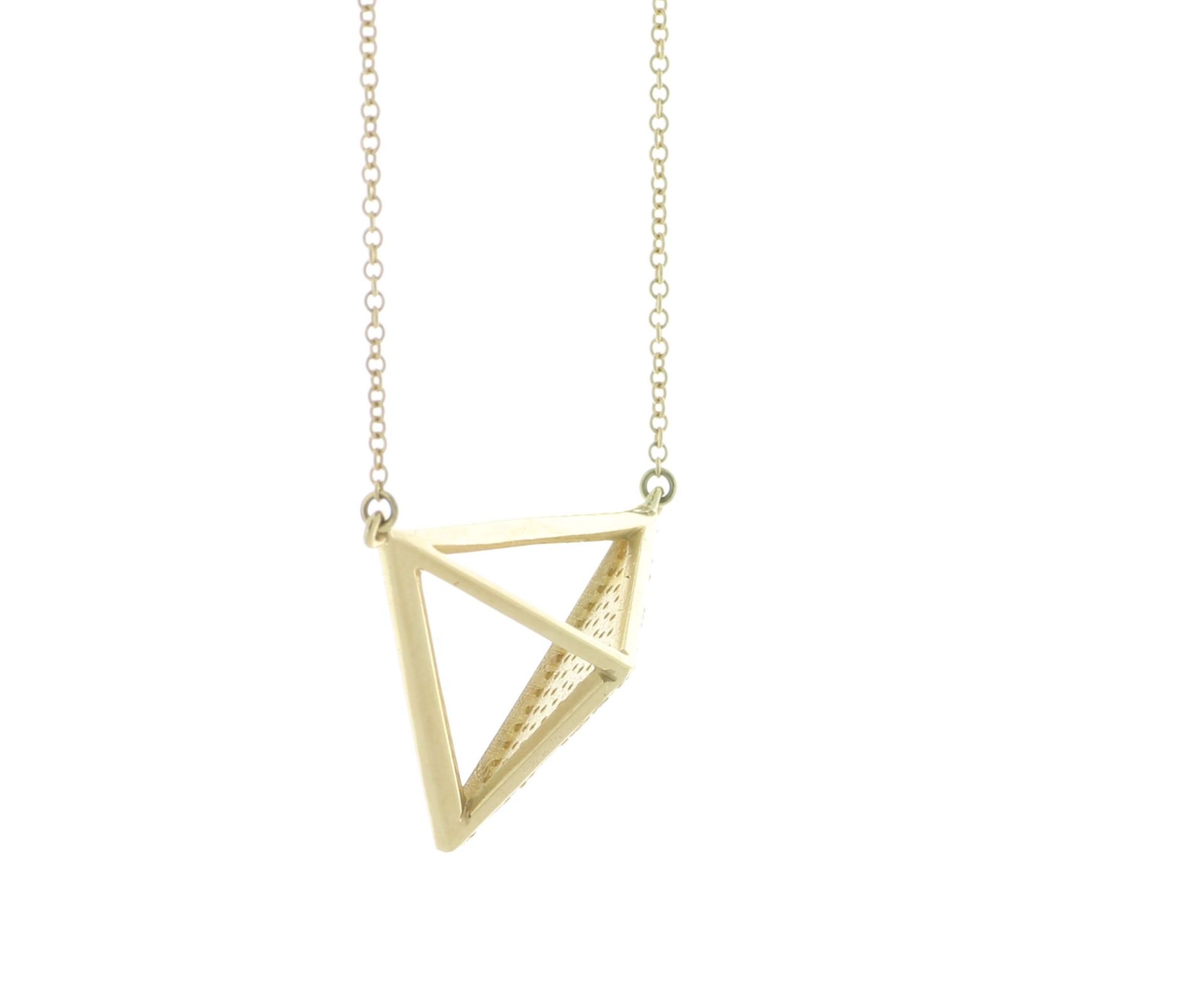 18ct Yellow Gold Geometric Triangle Diamond Pendant and Chain 0.35 Carats - Valued By AGI £4,250. - Image 3 of 4