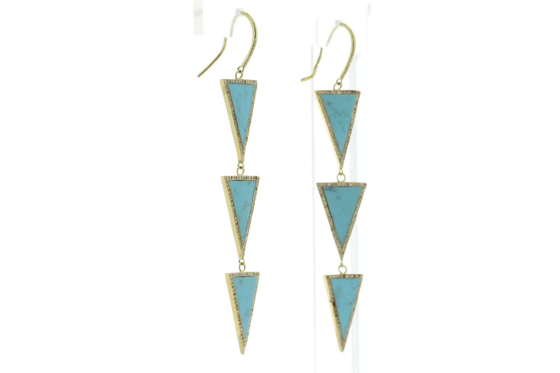 18ct Yellow Gold Diamond And Turquoise Drop Earring 3.00 Carats - Valued By AGI £9,500.00 - These - Image 2 of 5