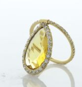 Yellow Gold Diamond And Citrine Full Eternity Ring With Hinged Pear Citrine 0.60 Carats - Valued