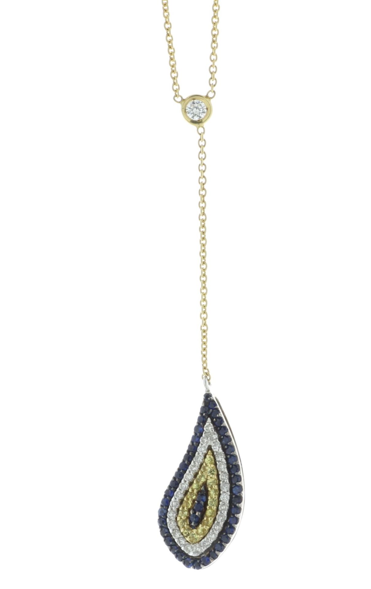 18ct Yellow Gold Diamond And Sapphire Pendant With Enamel (S0.50) 0.30 Carats - Valued By AGI £7,