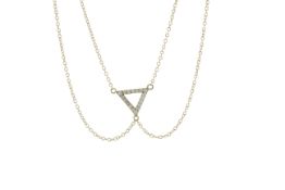 18ct Yellow Gold Double Chain Diamond Triangle Double Chain Necklet 32" 0.18 Carats - Valued By