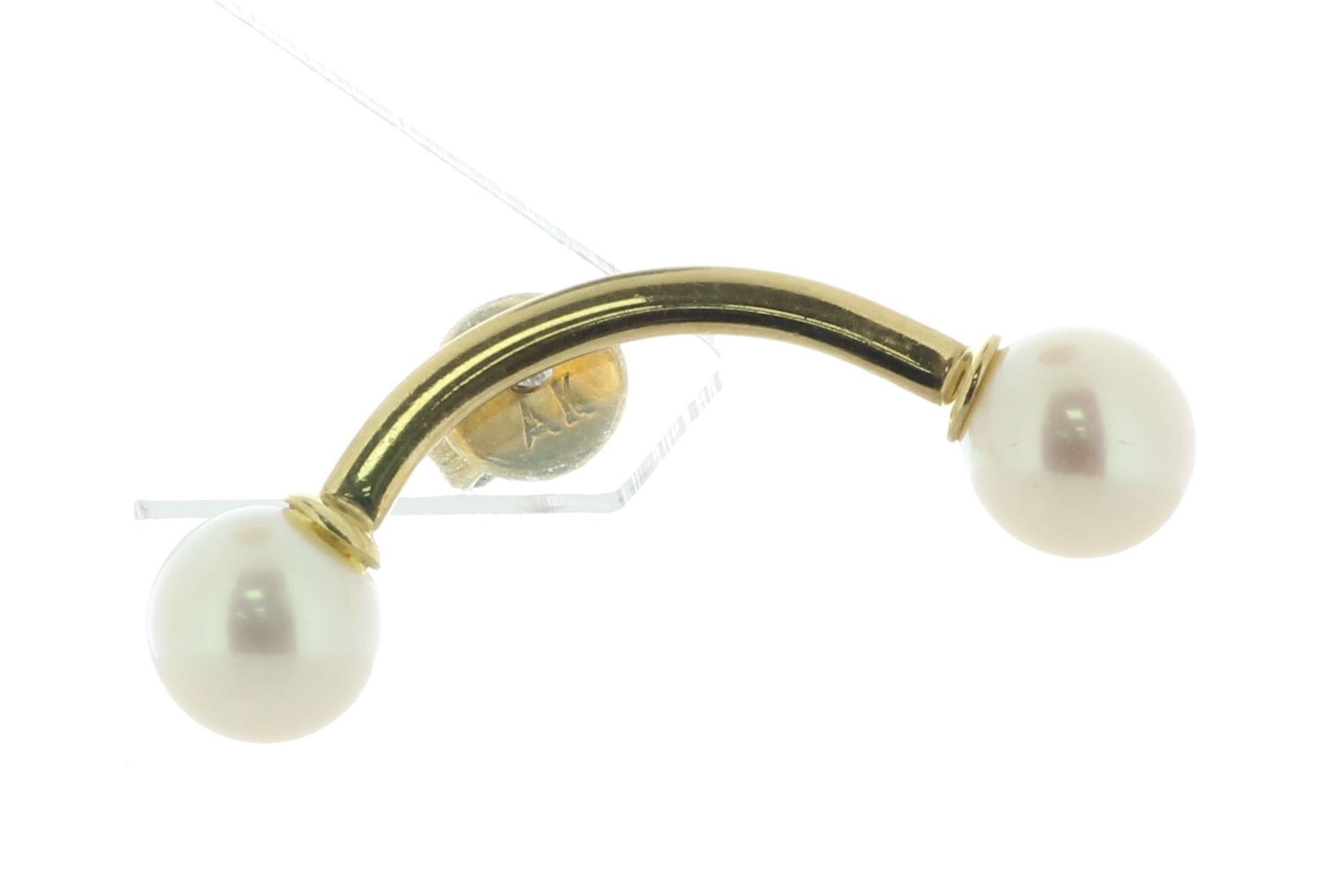 18ct Yellow Gold Pearl Bar Earring - Valued By AGI £4,500.00 - Stylish bar earrings. A pearl is - Image 5 of 6