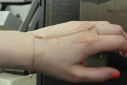 18ct Rose Gold Diamond Bracelet And Ring Chain 0.12 Carats - Valued By AGI £2,795.00 - A stunning