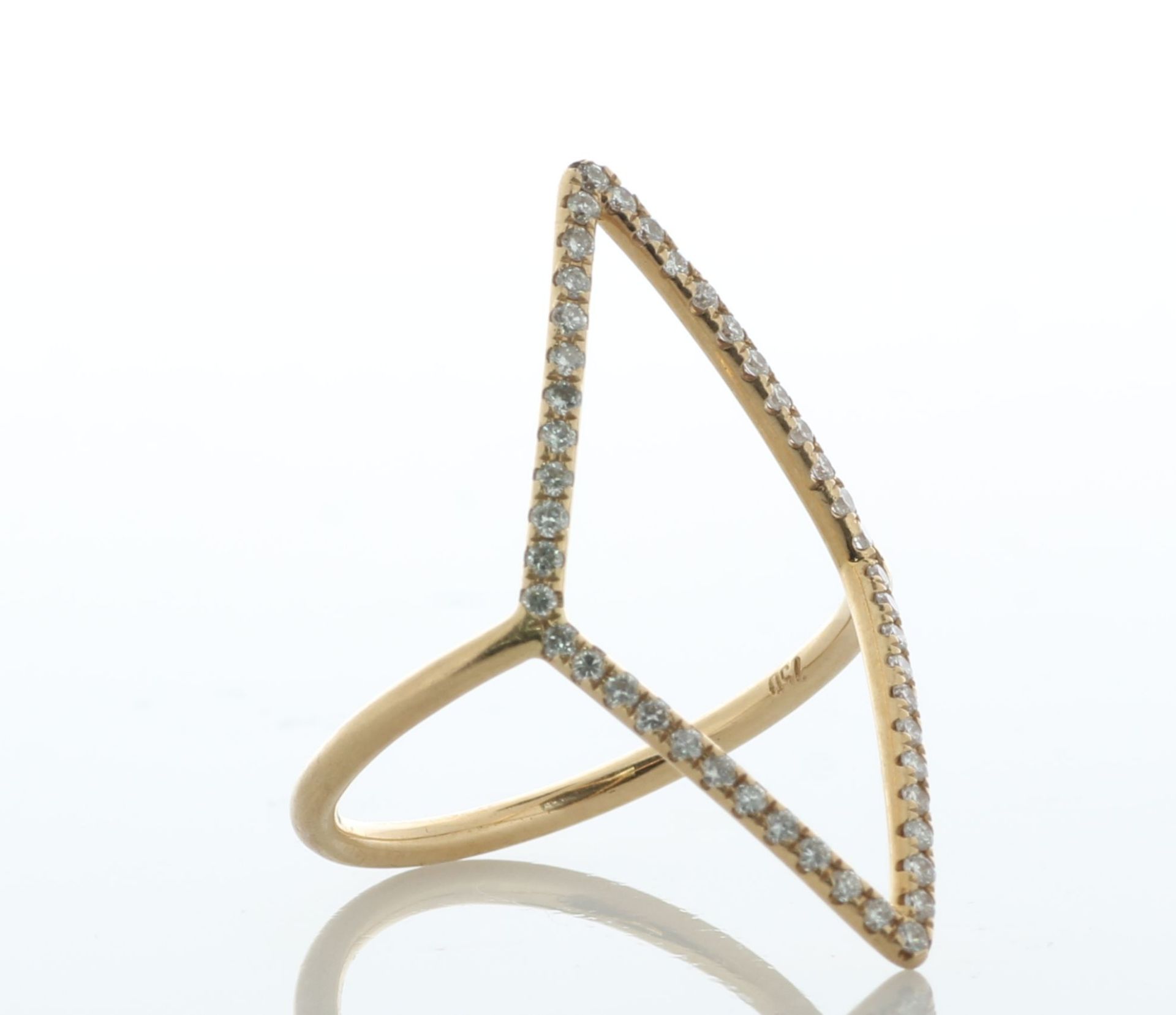 18ct Rose Gold Diamond kite Ring 0.50 Carats - Valued By AGI £2,950.00 - An open kite shape is set - Image 2 of 3