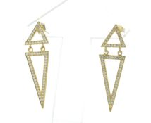 18ct Yellow Gold Diamond Drop Kite Earrings 1.26 Carats - Valued By AGI £5,500.00 - Stunning split