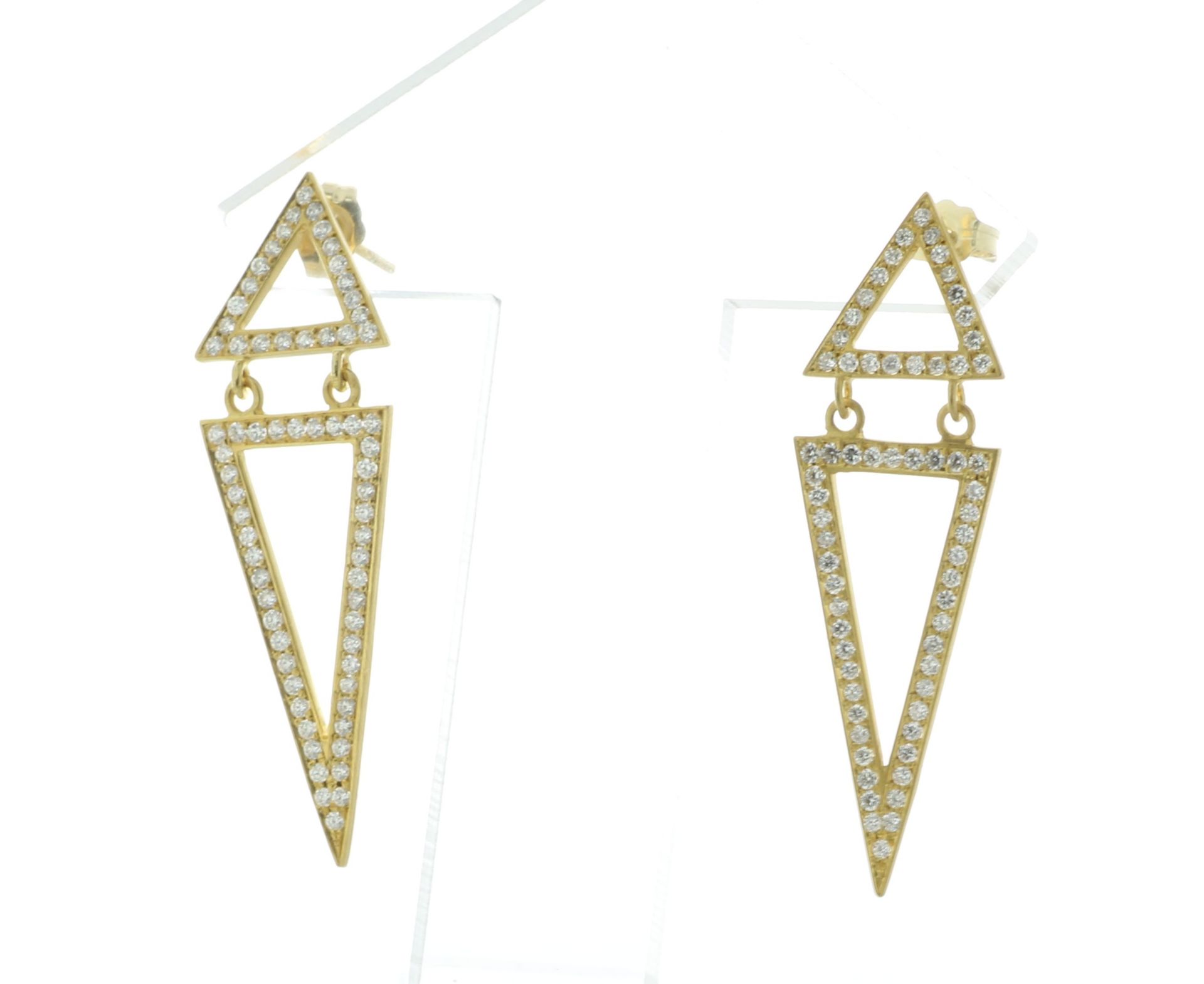 18ct Yellow Gold Diamond Drop Kite Earrings 1.26 Carats - Valued By AGI £5,500.00 - Stunning split