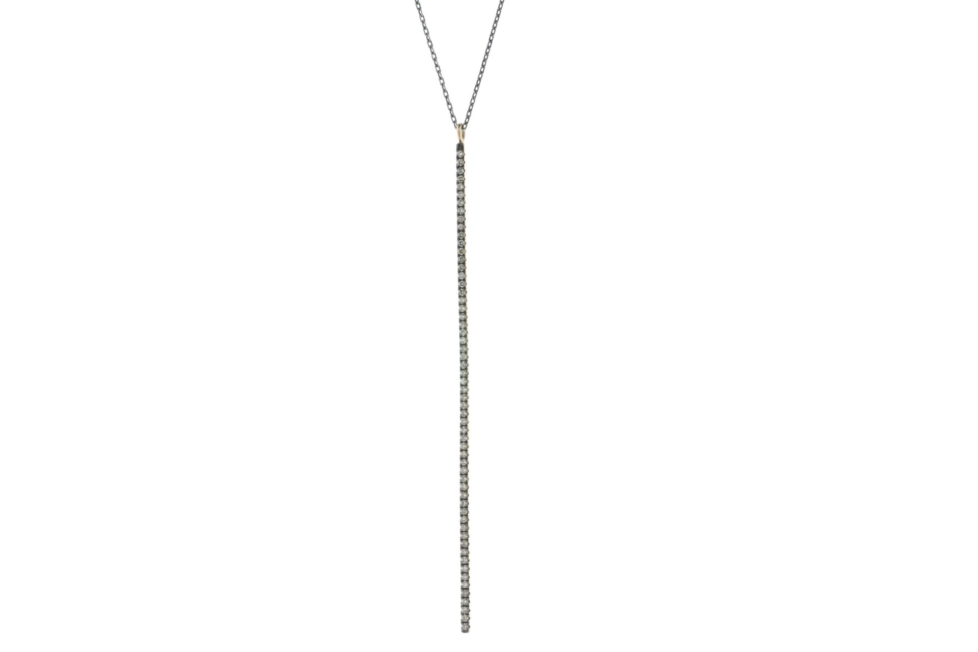 18ct Rose Gold Diamond Pin Pendant On Black Gold Chain 22" 0.60 Carats - Valued By AGI £3,500.00 - A