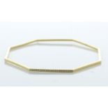 18ct Yellow Gold Diamond Hexagon Bangle 0.20 Carats - Valued By AGI £2,950.00 - This 18ct yellow