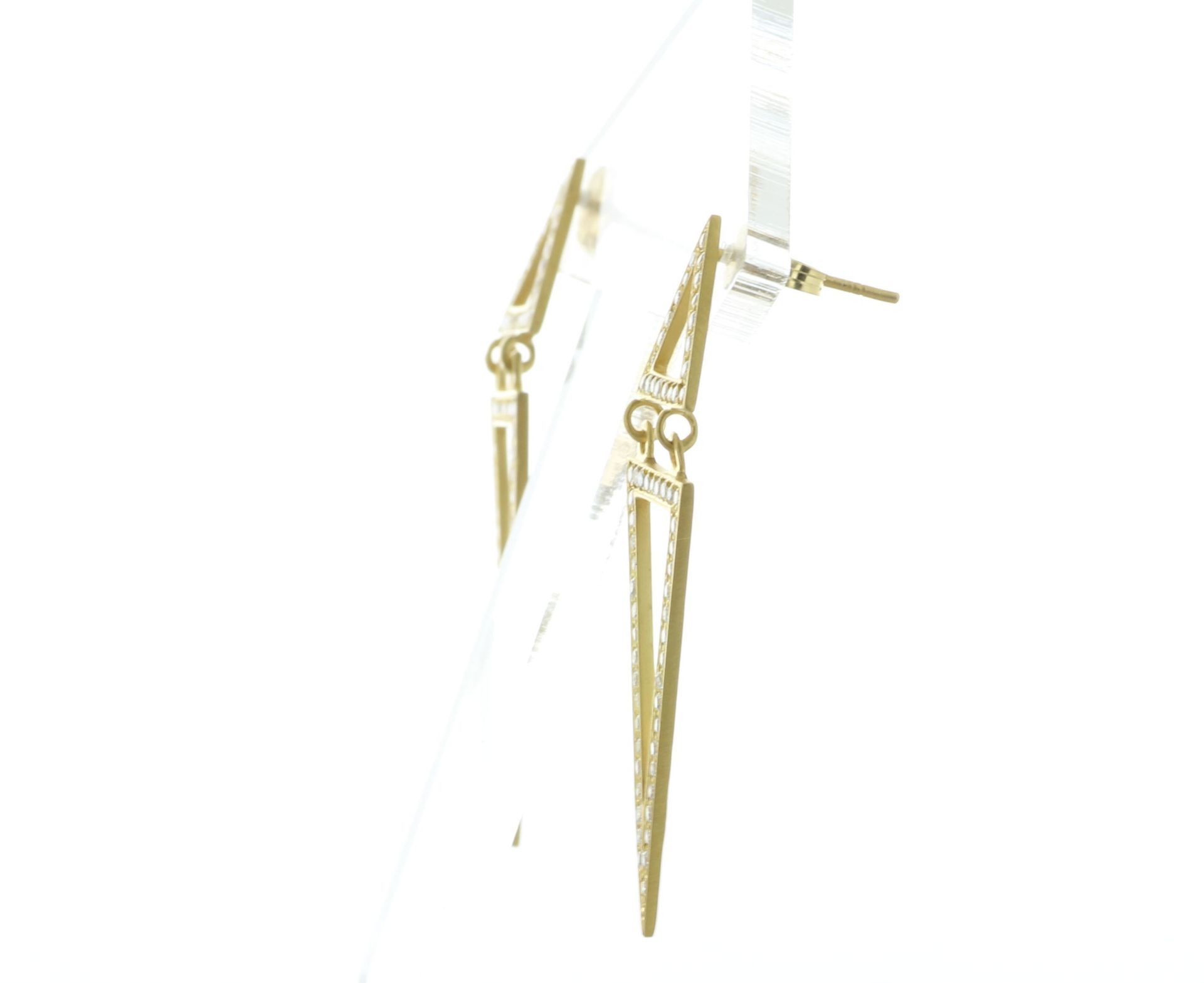 18ct Yellow Gold Diamond Drop Kite Earrings 1.26 Carats - Valued By AGI £5,500.00 - Stunning split - Image 2 of 4