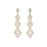 18ct Rose Gold Diamond Drop Earrings 1.04 Carats - Valued By AGI £8,040.00 - A show stopping pair of