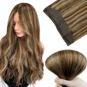RRP £44.21 Easyouth Wire Human Hair Extensions Brown Highlight
