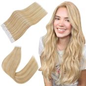 RRP £34.24 Easyouth Blonde Tape in Hair Extensions Human Hair