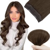 RRP £62.81 Easyouth Brown Wire Hair Extensions Human Hair Fish