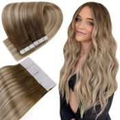RRP £93.52 Easyouth Tape in Hair Extensions Human Hair Ombre Tape