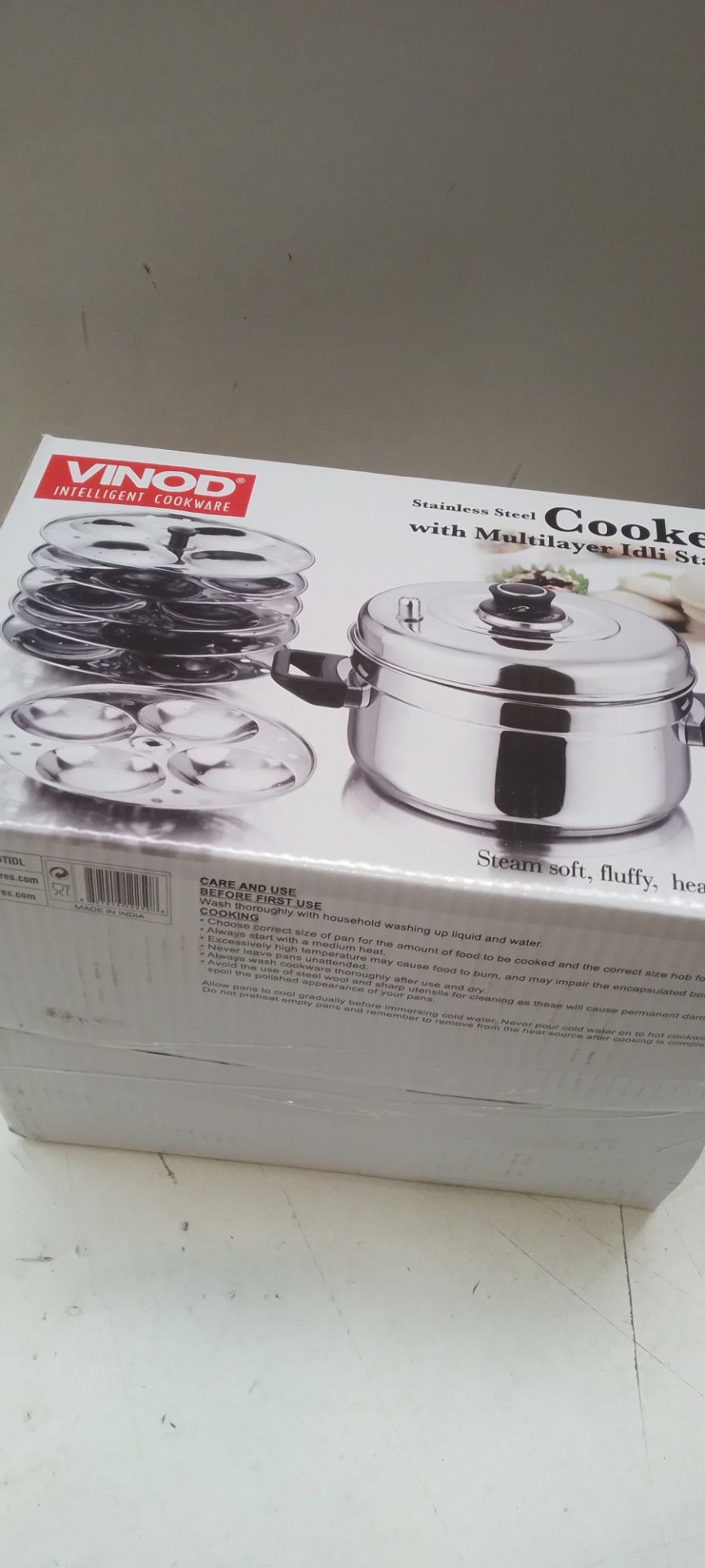 RRP £39.95 Vinod Stainless Steel Idli Cooker with 6 Plates Stand 24 Idly - Image 2 of 2