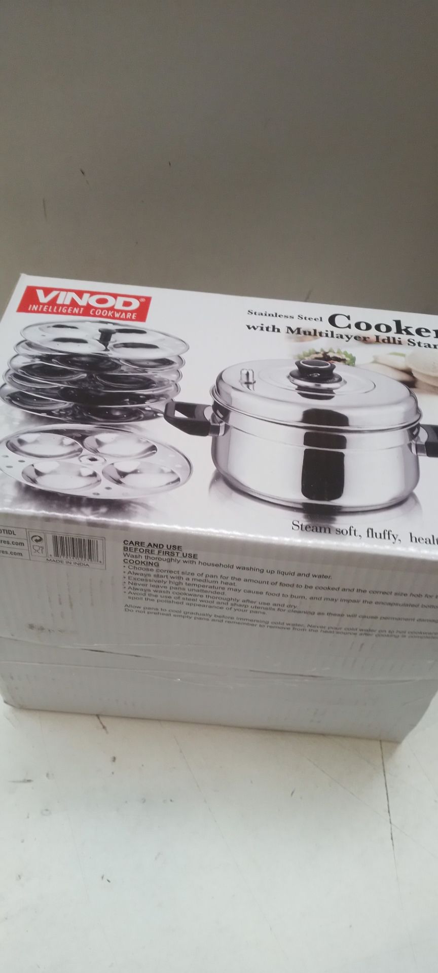 RRP £39.95 Vinod Stainless Steel Idli Cooker with 6 Plates Stand 24 Idly - Image 2 of 2