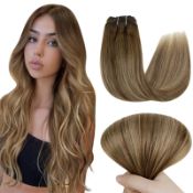 RRP £82.79 Easyouth Ombre Clip in Hair Extensions Real Hair Balayage