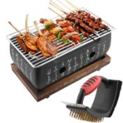 RRP £46.22 Table Top Grill Charcoal Japanese Grill with BBQ Cleaning Brush