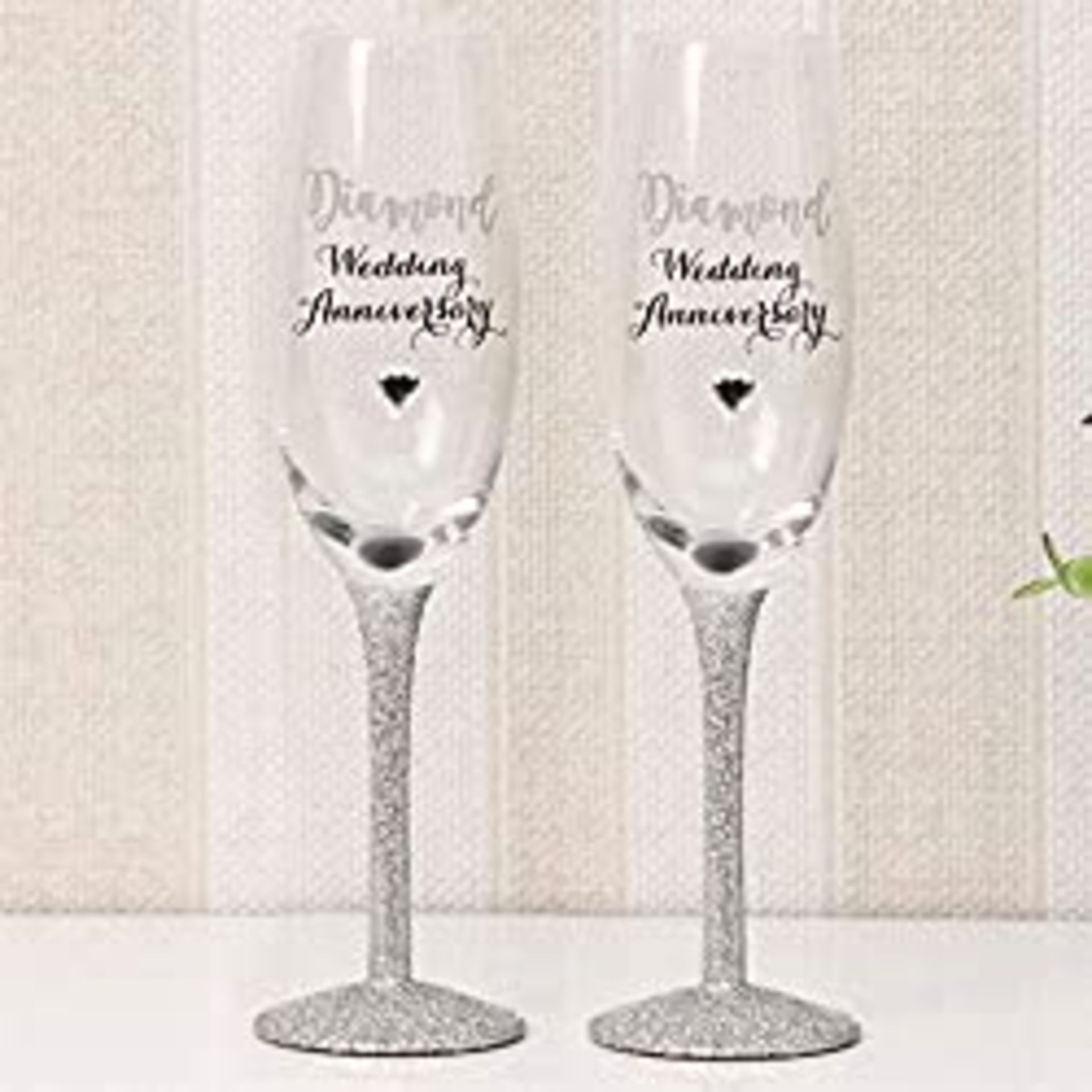 RRP £12.56 Widdop& Co Celebrations Champagne Flutes Set of 2 Diamond