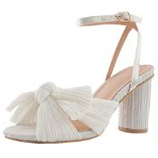 RRP £43.98 COOLCEPT Women Elegant Pleated Bow Bridal Sandals Block