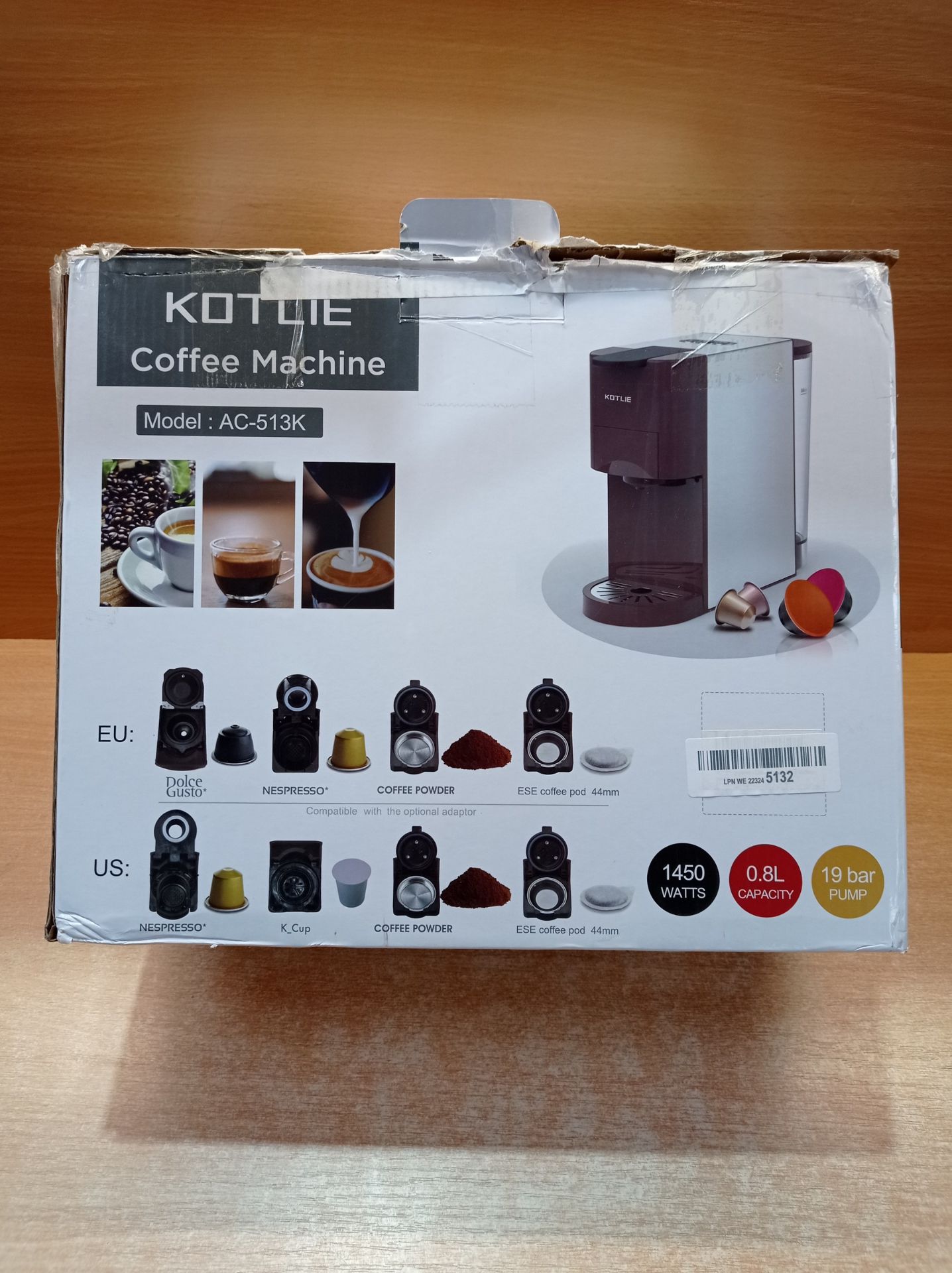 RRP £114.15 KOTLIE Espresso 4in1 Coffee Machine for Nespresso Original/Dolce - Image 2 of 2