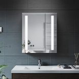 RRP £216.90 ELEGANT Bathroom Mirror Cabinet with Lights and Shaver Socket